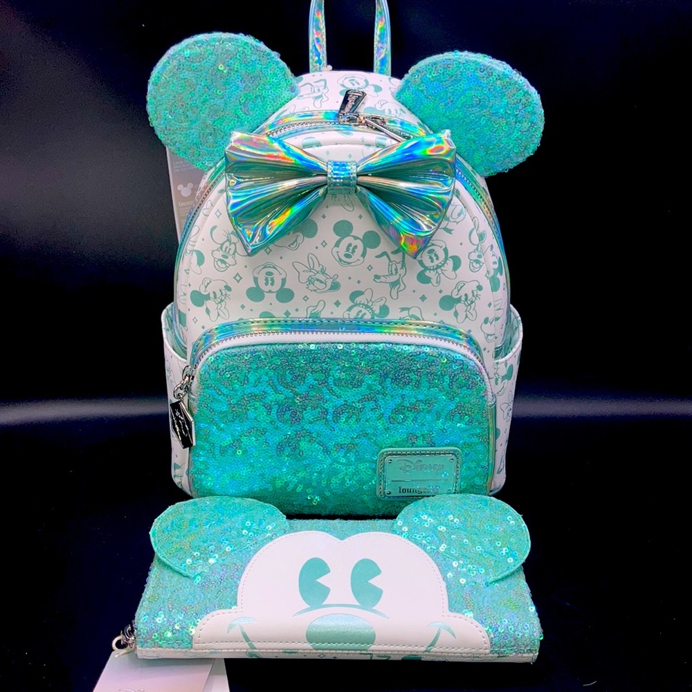 Loungefly Disney 100 Sequin Backpack & Wallet Set